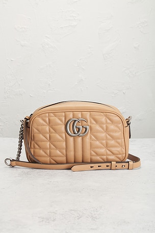 FWRD Renew Gucci GG Marmont Shoulder Bag in Beige