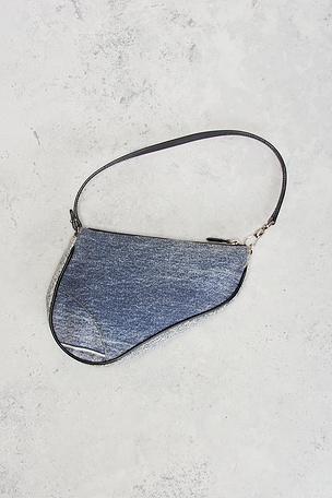 FWRD Renew Dior Denim Saddle Bag in Grey