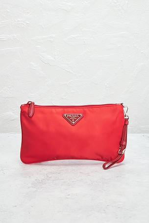 FWRD Renew Prada Tessuto Pouch in Red