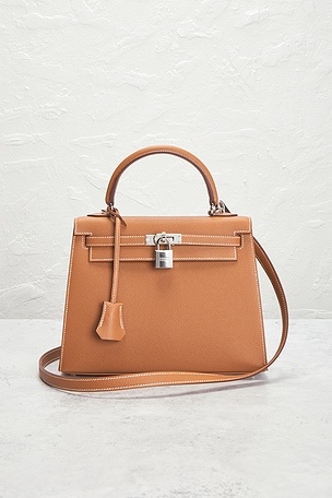 FWRD Renew Hermes Epsom Kelly 25 Handbag in Brown