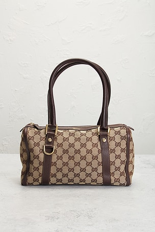 FWRD Renew Gucci Abbey Tote Bag in Beige