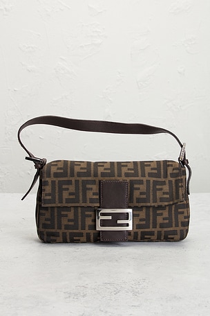 FWRD Renew Fendi Zucca Baguette Shoulder Bag in Brown