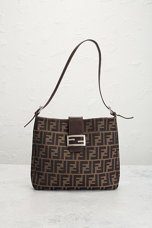 FWRD Renew Fendi Zucca Mama Baguette Shoulder Bag in Brown