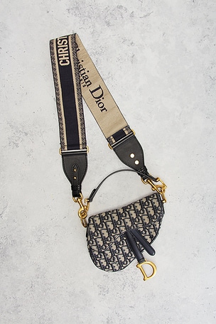 FWRD Renew Dior Trotter Oblique Saddle Bag in Blue