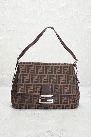 FWRD Renew Fendi Zucca Mama Forever Baguette Shoulder Bag in Brown
