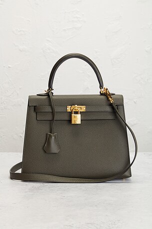 FWRD Renew Hermes Epsom Kelly 25 Sellier Handbag in Green