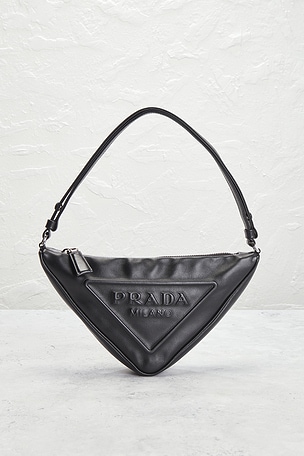 FWRD Renew Prada Triangle Shoulder Bag in Black