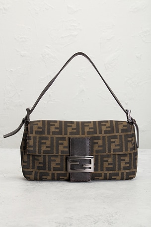 FWRD Renew Fendi Zucca Baguette Shoulder Bag in Brown