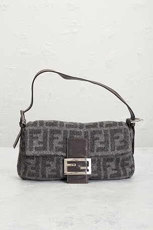 FWRD Renew Fendi Zucca Baguette Shoulder Bag in Grey