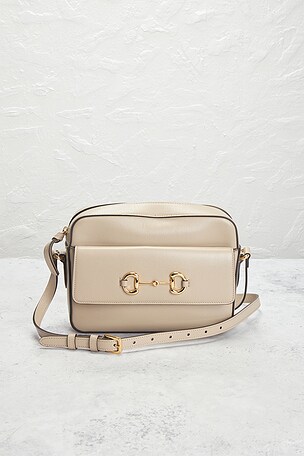 FWRD Renew Gucci Horsebit 1955 Shoulder Bag in Beige