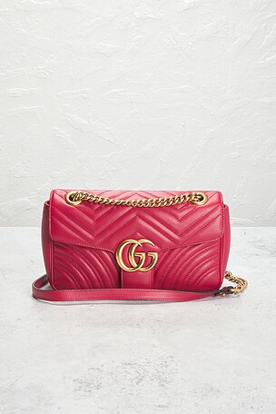 FWRD Renew Gucci GG Marmont Shoulder Bag in Red