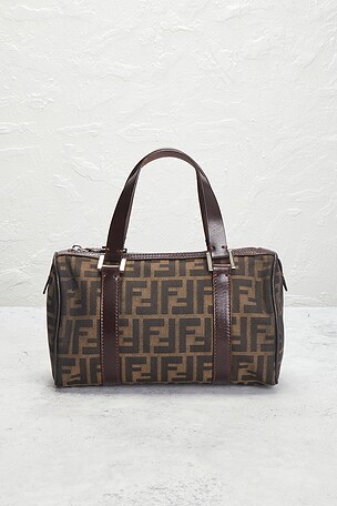 FWRD Renew Fendi Zucca Boston Bag in Brown