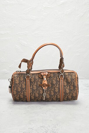 FWRD Renew Dior Trotter Mini Boston Bag in Tan