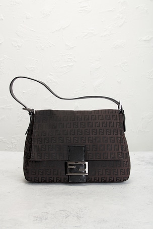 FWRD Renew Fendi Zucchino Mama Baguette Shoulder Bag in Brown