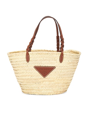 Prada Vitello Woven Raffia Basket Tote Bag FWRD Renew