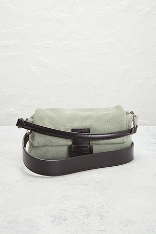 FWRD Renew Fendi Cashmere Baguette Shoulder Bag in Grey