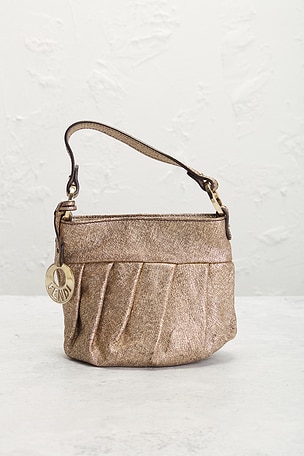 FWRD Renew Fendi Mini Chef Shoulder Bag in Metallic Gold