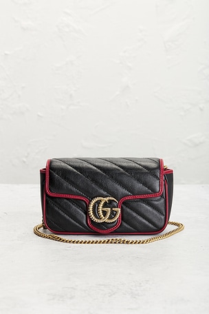 FWRD Renew Gucci GG Marmont Shoulder Bag in Black