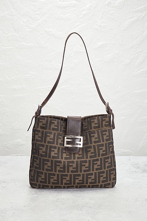 FWRD Renew Fendi Zucca Shoulder Bag in Brown