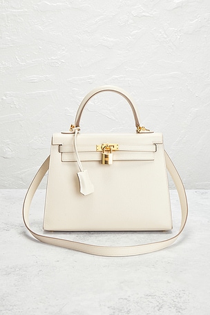 FWRD Renew Hermes Epsom Kelly 25 Handbag in Cream