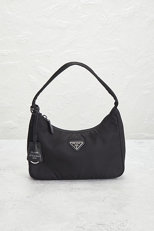 FWRD Renew Prada Mini Re-Edition 2000 Re-Nylon Shoulder Bag in Black