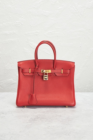FWRD Renew Hermes Togo Birkin 25 Retourne Handbag in Red