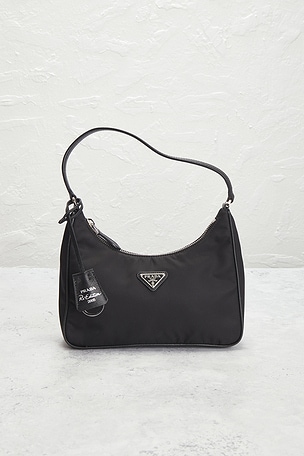 FWRD Renew Prada Mini Re-Edition 2000 Re-Nylon Shoulder Bag in Black