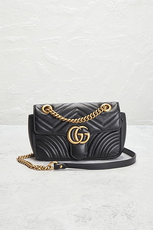 FWRD Renew Gucci GG Marmont Shoulder Bag in Black