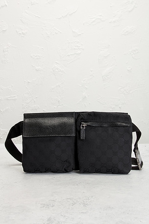 FWRD Renew Gucci Double Pocket Belt Bag in Black