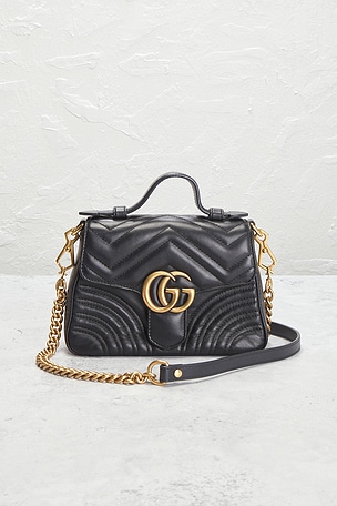 FWRD Renew Gucci GG Marmont Handbag in Black