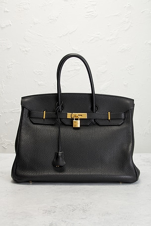 FWRD Renew Hermes Togo Birkin 35 Retourne Handbag in Black