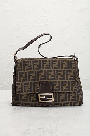FWRD Renew Fendi Zucca Mama Forever Baguette Shoulder Bag in Brown