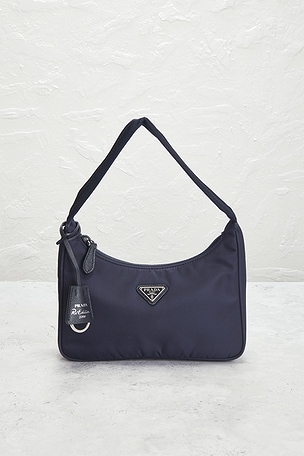 FWRD Renew Prada Mini Re-Edition 2000 Re-Nylon Shoulder Bag in Navy
