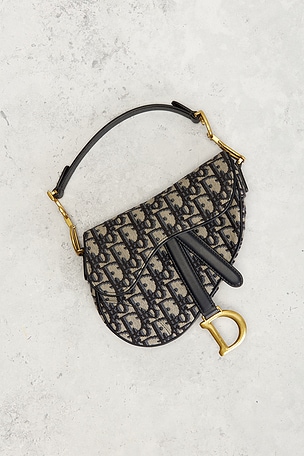 FWRD Renew Dior Oblique Mini Saddle Bag in Navy
