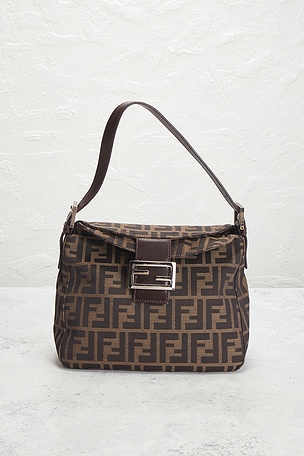 FWRD Renew Fendi Zucca Shoulder Bag in Brown