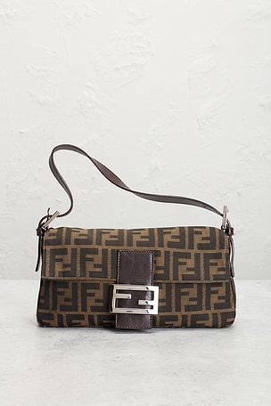 FWRD Renew Fendi Zucca Baguette Shoulder Bag in Brown