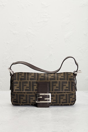 FWRD Renew Fendi Zucca Baguette Shoulder Bag in Brown