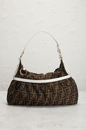 FWRD Renew Fendi Zucca Chef Shoulder Bag in Brown