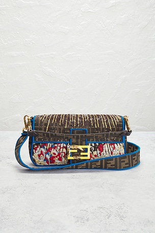 FWRD Renew Fendi Zucca Embroidered Baguette Shoulder Bag