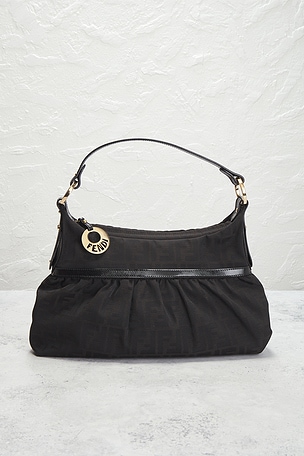 FWRD Renew Fendi Zucca Chef Shoulder Bag in Black