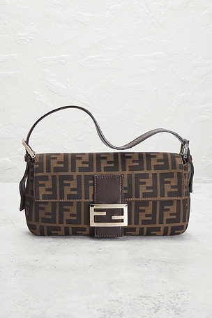 FWRD Renew Fendi Zucca Baguette Shoulder Bag in Brown