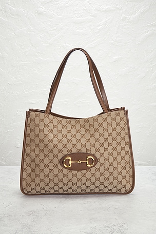 FWRD Renew Gucci Horsebit 1955 Tote Bag in Beige