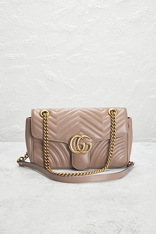 FWRD Renew Gucci GG Marmont Shoulder Bag in Neutral