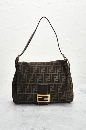 FWRD Renew Fendi Zucca Mama Forever Baguette Shoulder Bag in Brown