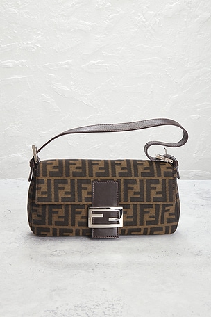 FWRD Renew Fendi Zucca Baguette Shoulder Bag