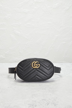 FWRD Renew Gucci GG Marmont Belt Bag in Black