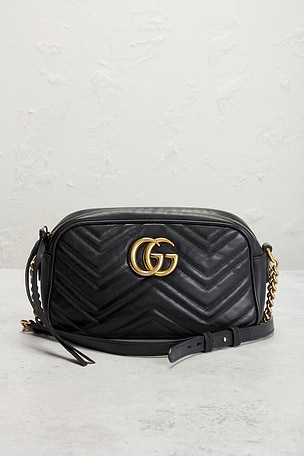 FWRD Renew Gucci GG Marmont Shoulder Bag in Black