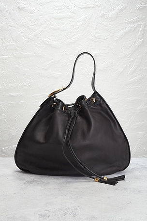 FWRD Renew Gucci Interlocking Icon Drawstring Hobo Bag in Black