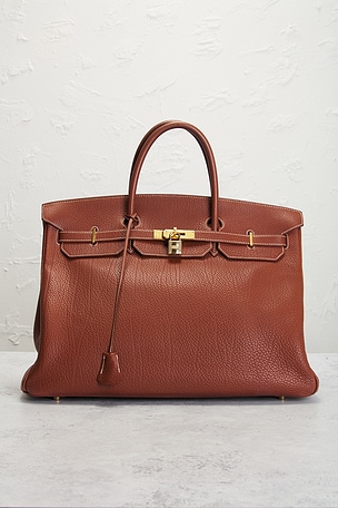 FWRD Renew Hermes Togo Birkin 40 Retourne Handbag in Red