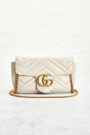 FWRD Renew Gucci Super Mini GG Marmont Shoulder Bag in White